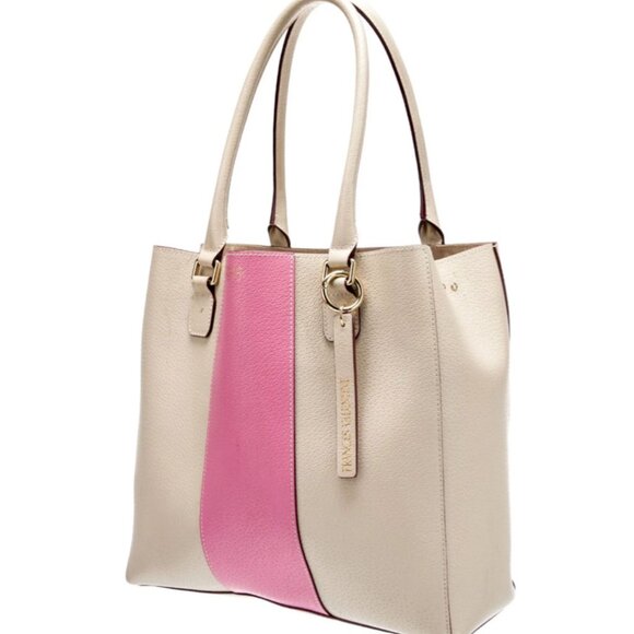 Frances Valentine Chloe Pink & Oyster Tote Boarskin Leather Rare EUC Great Bag! - Picture 2 of 3